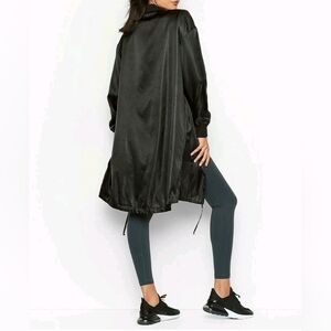 VICTORIA'S SECRET Long Full-Zip Snap Front Tie Hem Bomber Jacket Black XS